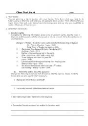 English worksheet: Class test grade 7