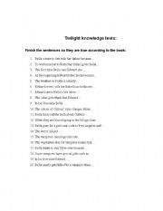 English worksheet: Twilight knowledge test