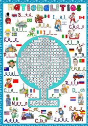 Nationalities - WORDSEARCH 