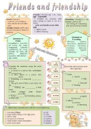 English Worksheet: Friends and friendship (Part 1)