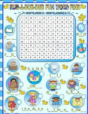 English Worksheet: BATHTIME WORD FIND