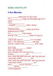 English worksheet: Song: Whats up - 4 NON BLONDS