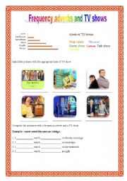 English Worksheet: Frequency Adverbs and TV Shows