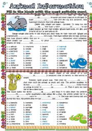 English Worksheet: Animal Information (answers included)