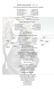 English Worksheet: Because you loved me ( Celine Dion)