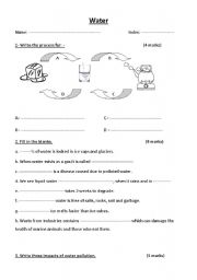 English Worksheet: water