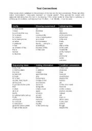 English Worksheet: Text Connectives