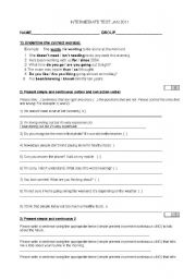 English Worksheet: test for intermediates