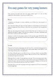 English Worksheet: five easy games for very young learners