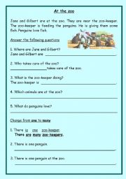 English Worksheet: At the zoo