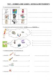 English worksheet: hobbies