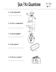 English Worksheet: Classroom objects