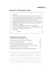 English Worksheet: Reading- Past simple & Past Continuous