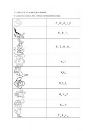 English worksheet: ANIMALS