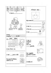 English Worksheet: My First English Book -  Girl - 4x4 - 4 pages with 4 mini pages 