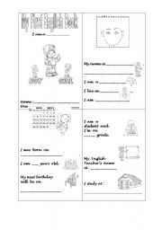 English Worksheet: My First English Book - Boys - 4x4 - 4 pages with 4 mini pages