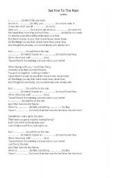 English Worksheet: Simple Past - Set fire to the rain (Adele)