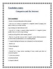 English Worksheet: vocabulary topics: computer and Internet 