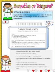 English Worksheet: Remedies or Danger? Reading Comprehension