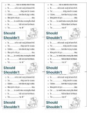 English Worksheet: Should and shouldnt 