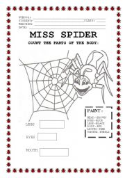English worksheet: MISS SPIDER