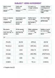 English Worksheet: Subject - Verb Agreement