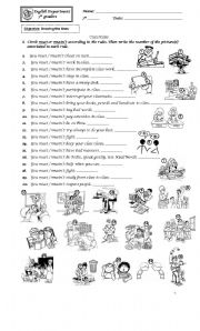 English Worksheet: Class Rules