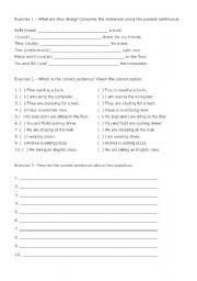 English Worksheet: Present Continuous