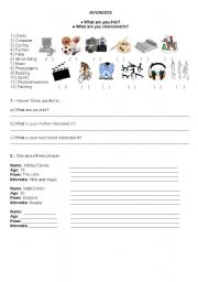 English worksheet: INTERESTS