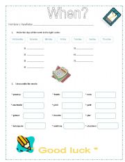 English Worksheet: The days and months of the  year