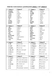 English Worksheet: MATCH the words