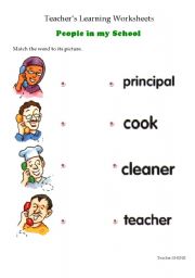 English worksheet: People in my school