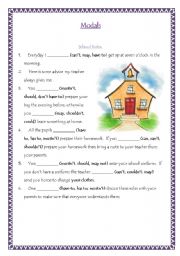 English Worksheet: Modals- School Rules and Traffic Rules