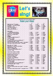 English Worksheet: > Glee Series: Season 2! > Songs For Class! S02E16 *.* Three Songs *.* Fully Editable With Key! *.* Part 3/3