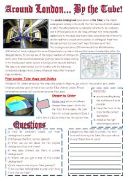 English Worksheet: AROUND LONDON...BY THE TUBE! (Reading comprehension+writing)