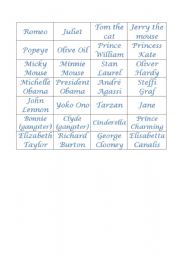 English Worksheet: couple game