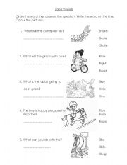 English Worksheet: Long vowels, Compound words.