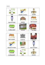 English Worksheet: Buildings bingo