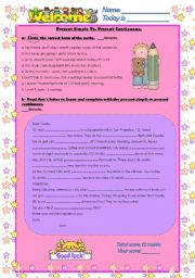 English Worksheet: Present simple vs Present continuous. 