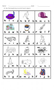 English Worksheet: Consonant Beginning sounds