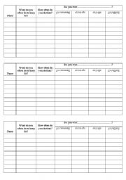 English Worksheet: Daily activities