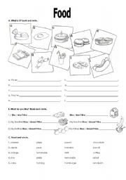 English Worksheet: Food