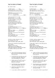 English Worksheet: Youve got a Friend-by James Taylor-Song