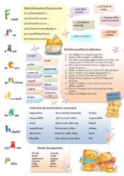 English Worksheet: Friends and friendship (3 part)
