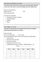 English Worksheet: Gym role play