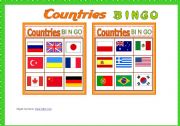 English Worksheet: Contries BINGO Game # 10 cards # Vocabulary list # Bingo Instructions # B/W Bingo # fully editable