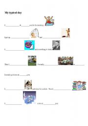 English Worksheet: daily rountines (fill in the blank)