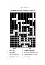 English Worksheet: Animal crossword