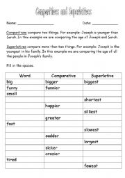 English Worksheet: Comparatives