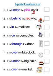 English Worksheet: Alphabet treasure hunt